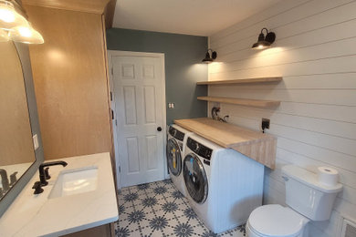 Transitional Contemporary Bathroom Laundry Room Remodel