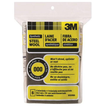 3M 10120 Synthetic Steel Wool Pads, #000 Grit, Extra Fine, 4" x 2", Gray