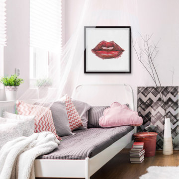 "Lips & Smudges" Framed Painting Print