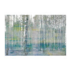 "Teal Tree Forest" Painting Print on Wrapped Canvas, 45"x30"