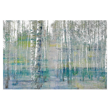 "Teal Tree Forest" Painting Print on Wrapped Canvas, 45"x30"