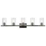Livex Lighting - Clarion 5 Light Black Chrome Vanity Sconce - The clarion transitional five light vanity sconce will bring posh sophistication to your decor. The backplate and clear cylinder glass give this black chrome finish a sleek, contemporary look.
