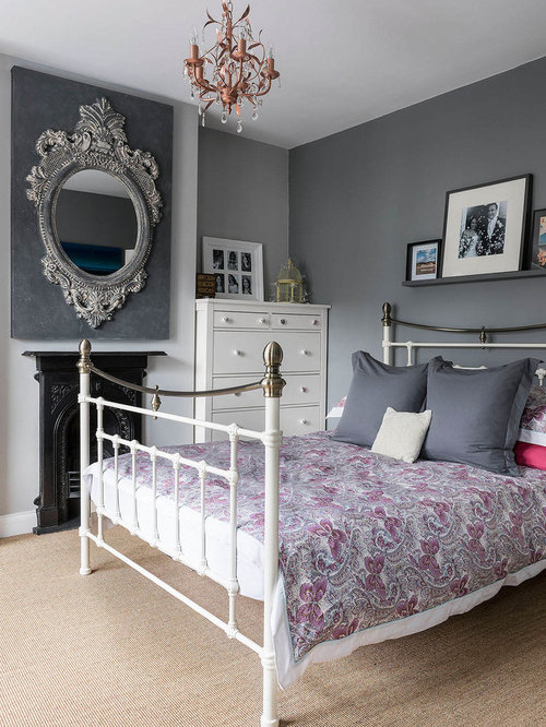 Purple Grey  Bedroom  Houzz 