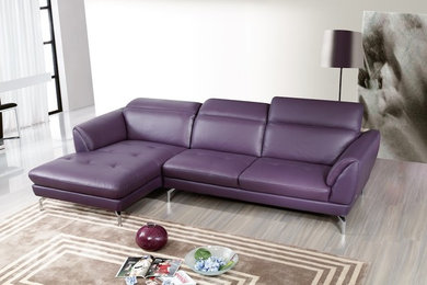 Orchard Sectional Sofa in Purple Leather by Beverly Hills Furniture