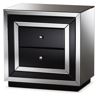 Cecilia Glamour Style Mirrored Nightstand Contemporary