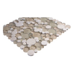 White and Cream Glossy and Matte Bubble Glass Mosaic Tiles - Home Accessories & Decor