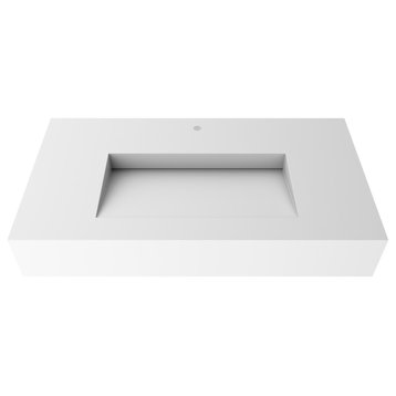 Pyramid Solid Surface Bathroom Vanity Top, White, 36", Standard