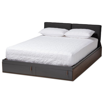 Dolores Contemporary Two-Tone Gray and Walnut Queen Platform Storage Bed