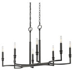 Golden Lighting - Ellyn Linear Pendant Matte Black - Ellyn is a collection of strikingly attractive minimalistic fixtures in a smooth Matte Black finish. Clean and transitional, this elegant design features slim candles fixed to curved arms. Two candles are balanced on each arc for added symmetry.