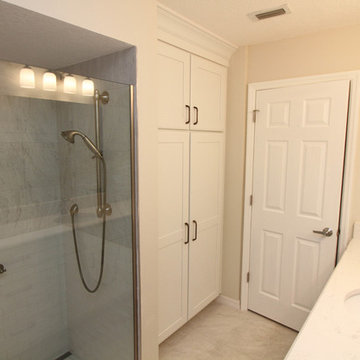Crisp and Clean Hall Bath - Tub to Shower Remodel
