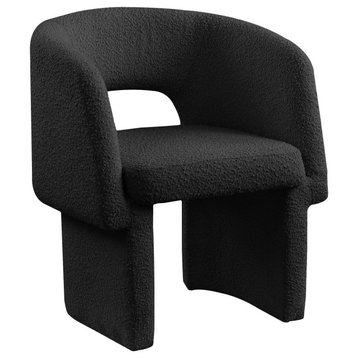 Emmet Boucle Fabric Dining Chair / Accent Chair, Black, Boucle Fabric