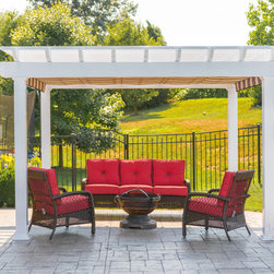 Poolside Pergola with Retractable Shade Canopy/Awning - Pergolas