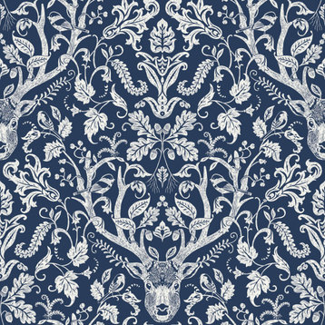 Navy Escape to the Forest Peel and Stick Wallpaper Bolt