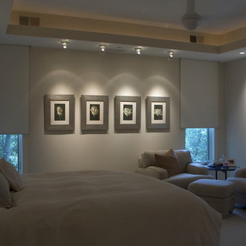 Room darkening shades.Fully Automated shades integrated to the lighting system o