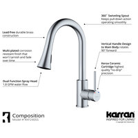 Karran 1-Handle Pull-Down Kitchen Faucet With Soap Dispenser, Stainless Steel