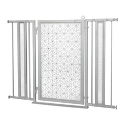 Fusion Gates - Fusion Gate with Linear Lace Design, Satin Nickel, 36"-52" - Dog Gates