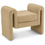Meridian Furniture - Sloan Velvet Upholstered Bench, Camel, 31.5" Wide - Place this lovely Sloan velvet bench wherever you want a chic and elegant spot to rest a spell and take a load off. Contemporary from top to bottom, this bench comes upholstered in camel velvet material for a luxurious feel against the skin, adding to the comfortable feel of the bench's thickly padded cushion. A backless design gives the bench an uber modern look that's well suited for your entryway, bedroom or elsewhere.