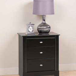 Prepac Kallisto Black 3-Drawer Tall Nightstand - Nightstands And Bedside Tables