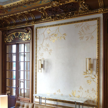 Décor végétal en fresque et sgrafitto dans un cabinet d'avocats parisien