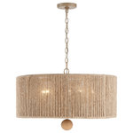 Crystorama - Jessa 5 Light Burnished Silver Pendant - Enjoy a relaxed and casual atmosphere, with the subtle beauty of eco-style lighting.  Natural jute is wrapped around Jessa's metal frame and casts a filtered light creating a beautiful soft glow.   The earth color tone embodies a laid-back style that is the epitome of boho-chic.