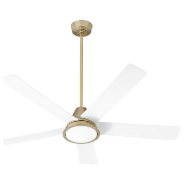 Temple 56" Damp Rated Ceiling Fan, Aged Brass