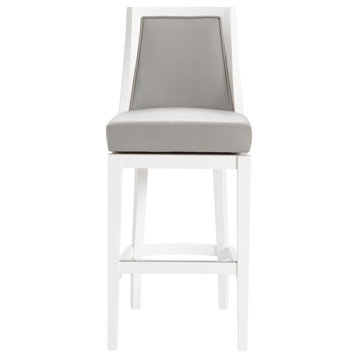 Ellie Bar Stool With Back, White, Bar Height