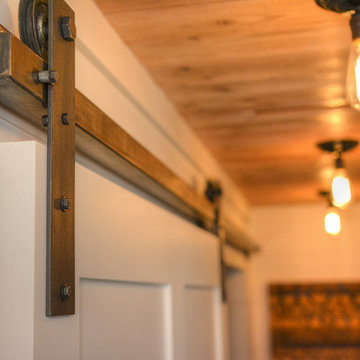 Farmhouse Wood Sliding Door with Metal Support