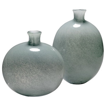 Minx Decorative Vases in Gray Glass, Set Of 2