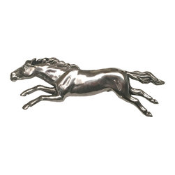 D'Artefax - Wild Horse Pull, Left Facing, Shiny Silver - Cabinet And Drawer Handle Pulls