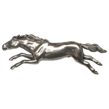 Wild Horse Pull, Left Facing, Shiny Silver