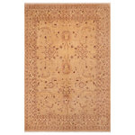 Bareens Designer Rugs - Classic Ziegler Shauna Tan Beige Hand-Knotted Wool Rug - 8'0'' x 10'0'' - Enhance the ambiance of your home with this magnificent Persian-influenced Turkish hand-knotted rug made by skilled artisans capable of creating the most exceptional vegetable dyes and hand-spun wool. This exquisite handmade rug is a one-of-a-kind Peshawar Kafkaz, otherwise identified as Chobi, Chobi Peshawar, Oushak, or Ziegler rug. These handmade rugs are crafted in Pakistan utilizing superior-quality wool imported from Australia, New Zealand, and Korea in two types of weaves: the Persian weave and the Mori weave. This rug is meticulously crafted by hand using the finest natural vegetable dyes extracted from local plants. The artisans use a blend of hand-spun local and fine merino wool, resulting in a rug with a compelling texture, higher lanolin content, and longer staple. The artisans occasionally incorporate natural or artificial silk into the pile to enhance specific motifs. The finished product is an awe-inspiring execution of flawless design and an understated palette that exudes elegance.