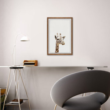 "Giraffe Close-up" Framed Painting Print