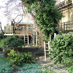 Large treehouse with large slide - Outdoor Playhouses