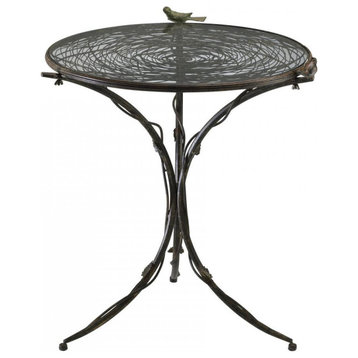 Bird Bistro Table, Muted Rust, Iron and Glass, 31.5"H (1644 14AU7)