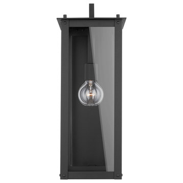 Hunt 1-Light Wall Mount, Black With Clear Glass