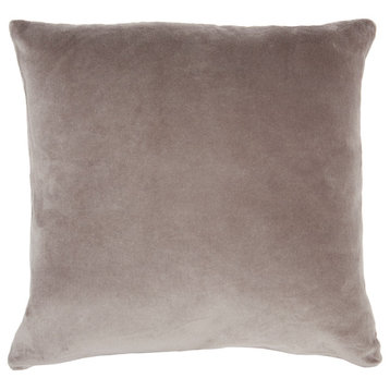 16"x16" Nourison Solid Velvet Throw Pillow, Taupe