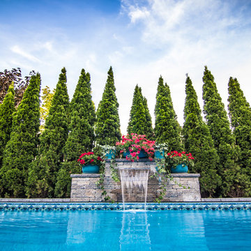 Rectangle Pool with Water Feature in Grimsby