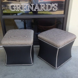Custom Nail Head Trim Ottoman - Footstools And Ottomans