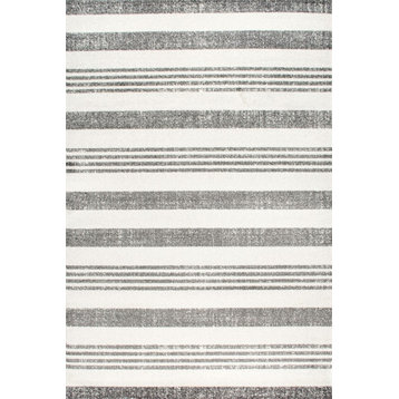 Geometric Parallels Area Rug, Gray, 9'10"x14'