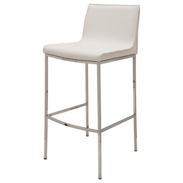 Colter Leather Stool, White, Counter Height