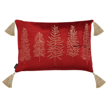Safavieh Holiday Tree Pillow Red 24" X 16"