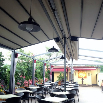Gennius Retractable Pergola Awning for Restaurant Penthouse Dining Area