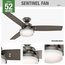 Hunter Fan Company 52" Sentinel Brushed Slate Ceiling Fan With Light and Remote