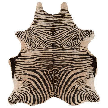 Mina Victory Couture Free Shape Hide Rug, Zebra, 72"x84"