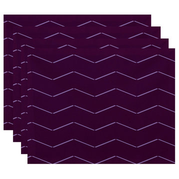 18"x14" Harlequin Stripe Geometric Print Placemats, Set of 4, Purple