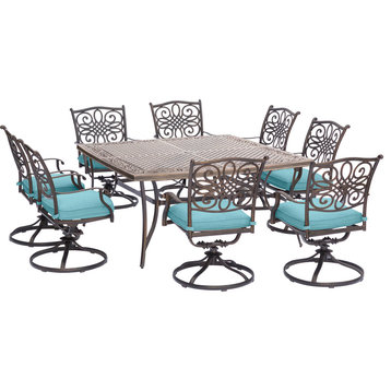 Traditions 9-Piece Square Dining Set in Blue