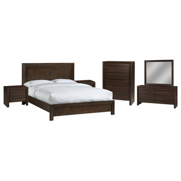 Modus Element 6 Piece Cal King Bedroom Set With 2 Nightstand, Chocolate Brown