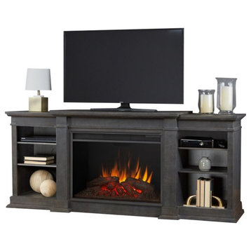 Bowery Hill Modern Wood Fireplace TV Stand for TVs up to 81" in Gray