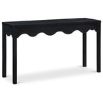 Meridian Furniture - Fiora Veneer Console Table - Revisit a timeless design that's been given a sleek modern update when you bring home this Fiora black oak console table. Reminiscent of a traditional console table from days gone by, this handsome piece features an interestingly scalloped apron around its perimeter for a look that screams contemporary refinement. The rich black finish on this console table adds to its chic appeal when positioned in your entryway or behind a sofa.