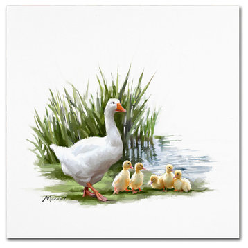 The Macneil Studio 'Goose With Young' Canvas Art, 18"x18"